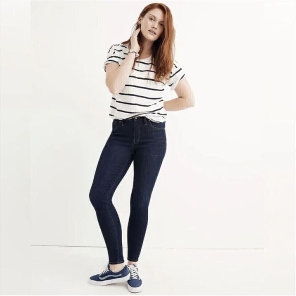 Madewell 9" Mid Rise Skinny Blue Dark Wash Denim Jean Pants Size 26